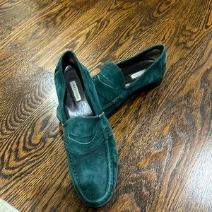 Vera Wang Green Suede Loafers